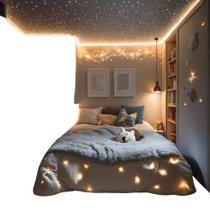 Kit 300 Fibras Ótica Rgb Luminária Atmosfera