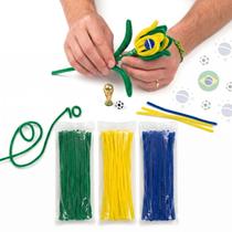 Kit 300 Hastes de Chenille 30cm, Cores da Bandeira do Brasil, Limpador de Cachimbo para Artesanato Kit 300 Hastes de Chenille 30cm, Cores da Bandeira do Brasil, Limpador de Cachimbo para Artesanato