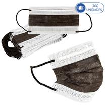 Kit 300 Máscaras para Crianças Descartáveis Preto Miralupa com Clipe Nasal