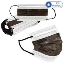 Kit 300 Máscaras para Crianças Descartáveis Preto Miralupa com Clipe Nasal