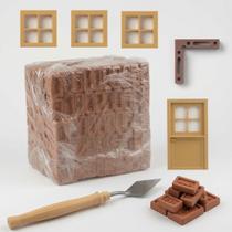Kit 300 Mini Tijolinhos + Porta Janelas Pá Esquadro Maquete - Mad Maker Kit 300 Mini Tijolinhos + Porta Janelas Pá Esquadro Maquete - Mad Maker