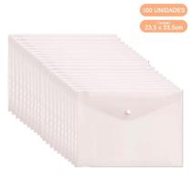 Kit 300 Pastas Envelope com Botão Ofício/A4 Acp Transparente
