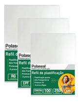 Kit 300 Polaseal Crachá Cpf Rg 0,10mm Para Plastificação