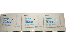KIT 300 Seringa Ultra Fina 0,5ml 5mm X 0,23mm 3 Caixas C/ 100 Unidades Agulha fixa