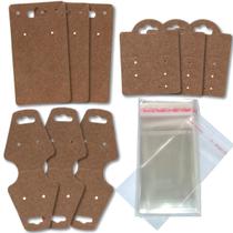 Kit 300 Tag de Bijuteria Papel Kraft Resistente e Saquinhos