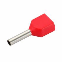 Kit 300 Terminal Elétrico Ilhós Tubular Duplo 1mm Vermelho