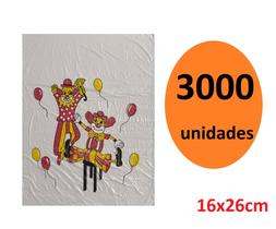 Kit 3000 Sacos de Plástico p/ Palhaço Dia das Crianças 16x26