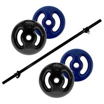 Kit 30Kg Anilhas Emborrachadas com Barra Polipump de 1,30m Kit 30Kg Anilhas Emborrachadas com Barra Polipump de 1,30m