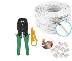 Kit 30M Cabo Rede Branco Alicate Rj45 Rj11 + 20 Conectores Kit 30M Cabo Rede Branco Alicate Rj45 Rj11 + 20 Conectores