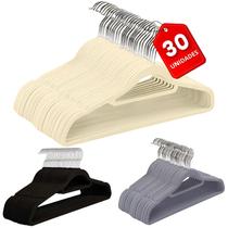 Kit 30un Cabide Veludo Adulto Ultrafino Com Gancho 360 Cromado 42cm