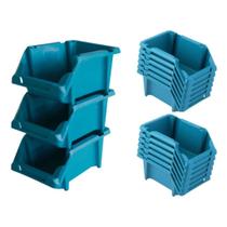 Kit 30x Caixa Gaveteiro Plástica Empilhável N. 5 Azul PRESTO