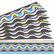 Kit 32 Adesivos Piscina Borda Mosaico Ondulado Escuro 100x15cm Kit 32 Adesivos Piscina Borda Mosaico Ondulado Escuro 100x15cm