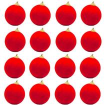 Kit 32 Bolas Natal 6cm Camurça Verm Enfeite Pendente Árvore Kit 32 Bolas Natal 6cm Camurça Verm Enfeite Pendente Árvore