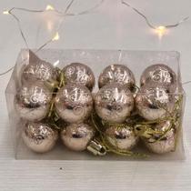 Kit 32 Bolas Natal Arabesco Dourada 3cm Enfeite Decoração Pendente Árvore