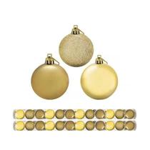 Kit 32 Bolas Natal Mista Dourada Glitter Fosca Lisa 2,5cm Pendente Árvore Enfeite