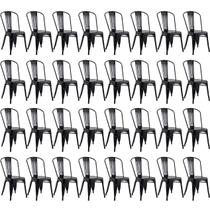 Kit 32 Cadeiras Laráz Iron Tolix industrial Preto Semibrilho