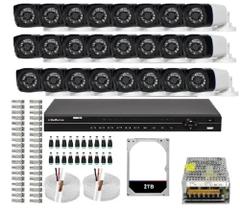 Kit 32 Cameras Segurança Hd Dvr Intelbras 32ch mhdx Alta Resolução c/ Acessórios e hd 2tb