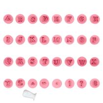Kit 32 Carimbos Letras Fofas 2cm Para Brigadeiros Blue Star