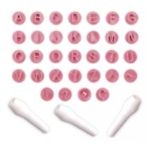 Kit 32 Carimbos para Doces Letras Rosa Bb Bluestar Kit 32 Carimbos para Doces Letras Rosa Bb Bluestar