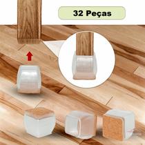 Kit 32 Pçs Proteção Para O Pé Da Cadeira Moveis Quadrado Silicone Feltro 2,2cm a 3,2cm - Caetano Store