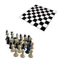 kit 32 Peças grande de xadrez oficial com Tabuleiro Lona 45x45 cm Dobrável