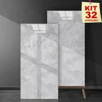 Kit 32 Placas Adesiva Revestimento 3D Mármore 30x60cm Alto Brilho Lavável