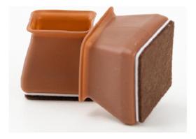 Kit 32 Protetor Pezinho Marrom Quadrado Feltro Cadeira Mesa