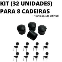 Kit 32 Unidades Sapata Ponteira Borracha Protetor 8 Cadeiras 1,2cm 1/2 Pol