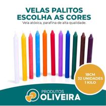 Kit 32 Velas Coloridas 18cm Parafina Pura Coloridas( ENVIA AS CORES PELO CHAT )
