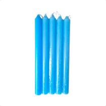 Kit 32 Velas Votiva Palito Azul Claro 18cm Parafina Pura