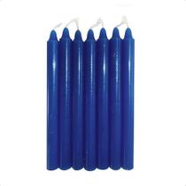 Kit 32 Velas Votiva Palito Azul Escuro 18cm Parafina Pura