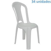 Kit 34 cadeiras plastica monobloco torres economy branca tramontina