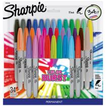 Kit 34 Marcadores Permanente 0,9mm Sharpie Color Burst
