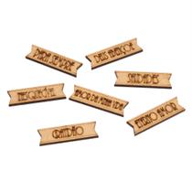 Kit 35 Apliques Tag Palavras Sortidas Em Mdf Cru Artesanato