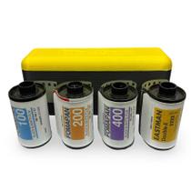 Kit 35mm preto e branco com 4 filmes de 36 poses + estojo