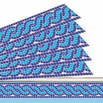 Kit 36 Adesivos Piscina Borda Ladrilho Mosaico Entrelaçado Azul 100x15cm