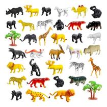 Kit 36 Animais Safari Selva Goal Kids Realistas Plástico Rígido Premium Coleção