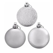 Kit 36 Bola De Natal Prata 8cm Enfeite Pendente Para Árvore Kit 36 Bola De Natal Prata 8cm Enfeite Pendente Para Árvore