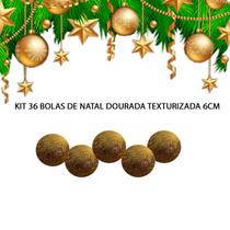 Kit 36 Bolas Natal Dourado Enfeite Árvore Texturizada 6cm - Natalia Christmas