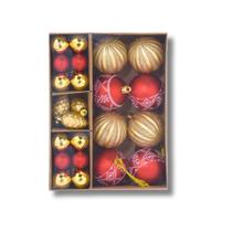 Kit 36 Bolas Natal Dourado Vermelho 3 e 6 cm Para Árvore Enfeite Natalino Decoração Premium - Mabruk