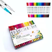 Kit 36 Brush Pen Caneta Duas Pontas Para Lettering Canetinha ilustrações Desenhos