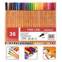 Kit 36 Caneta Hidrográfica Fine Pen Coloridas Ponta Fina 0.4 Desenho Pintura Mangá Escrita