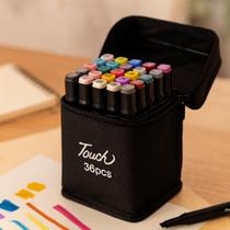 Kit 36 Canetinhas Marcador Escolar Profissional Ponta Dupla