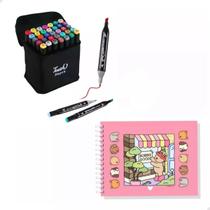 Kit 36 Canetinhas Ponta Dupla Para Colorir Mais Livro De Colorir Bobbie Goods Capa Dura 50 Páginas De Desenhos Infantil Em Folha A5 180 G Original