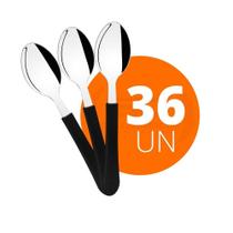 Kit - 36 Colheres De Sobremesa Leme Com Lâmina Em Aço Inox Cabo Preto Cspbag - Tramontina Kit - 36 Colheres De Sobremesa Leme Com Lâmina Em Aço Inox Cabo Preto Cspbag - Tramontina