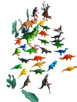 Kit 36 Dinossauros em Miniatura + 6 Árvores de Plástico Brinquedo Infantil Figuras Dinossauro Kit 36 Dinossauros em Miniatura + 6 Árvores de Plástico Brinquedo Infantil Figuras Dinossauro
