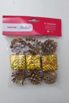 Kit 36 Enfeites Pendentes Dourado Decoração Árvore Natal