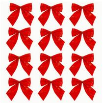 Kit 36 Lacinhos Enfeite Laço 6,5cm Vermelho Glitter Pendente Kit 36 Lacinhos Enfeite Laço 6,5cm Vermelho Glitter Pendente