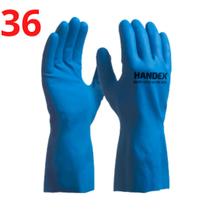 Kit 36 luva hand látex silver azul handex c.a 47063