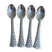 Kit 36 Mini Colheres Descartável Prata Plástico Luxo 13,8cm